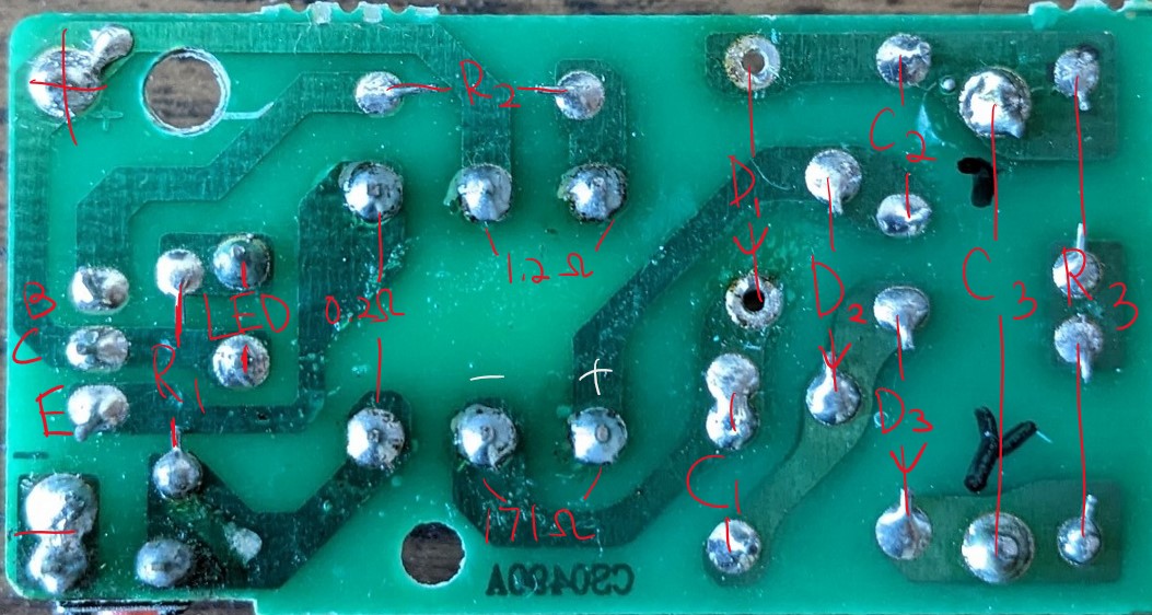 Back of the PCB with 